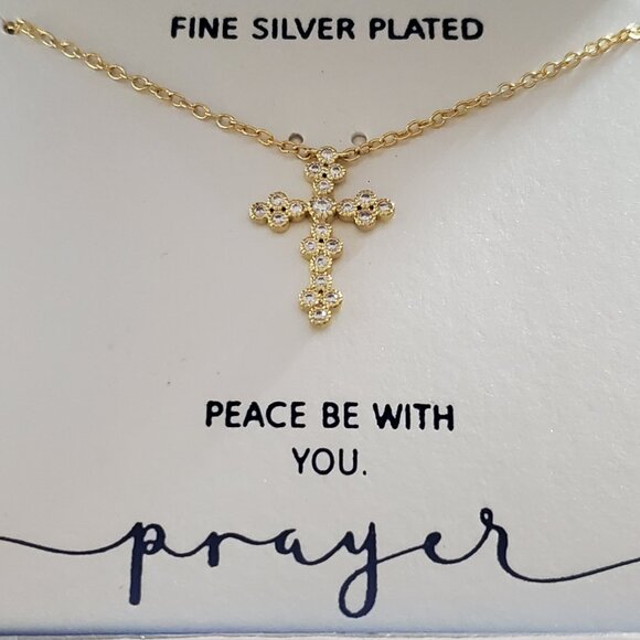 GRACE & GRATITUDE Silver Plated CZ Cross - Picture 3 of 3